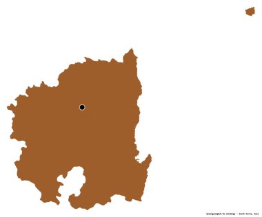 Güney Kore 'nin başkenti Gyeongsangbuk-do' nun beyaz arka planda izole edilmiş hali. Desenli dokuların bileşimi. 3B görüntüleme