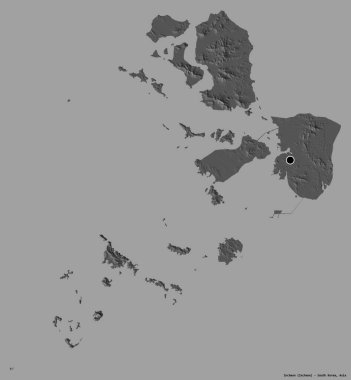 Güney Kore 'nin başkenti Incheon' un katı renk arkaplanı ile izole edilmiş hali. Çift seviyeli yükseklik haritası. 3B görüntüleme