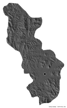 Güney Kore 'nin başkenti Sejong' un beyaz arka planda izole edilmiş hali. Çift seviyeli yükseklik haritası. 3B görüntüleme