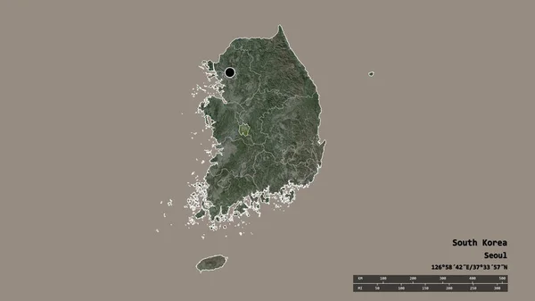 主な地域部門 分離された大田地域で韓国の荒廃した形 ラベル 衛星画像 3Dレンダリング — ストック写真