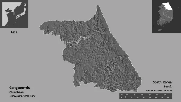 Forma Gangwon Provincia Corea Del Sur Capital Escala Distancia Vistas — Foto de Stock