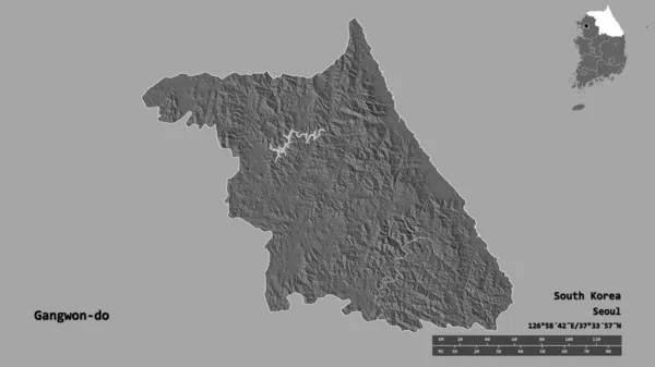 Forma Gangwon Provincia Della Corea Del Sud Con Sua Capitale — Foto Stock