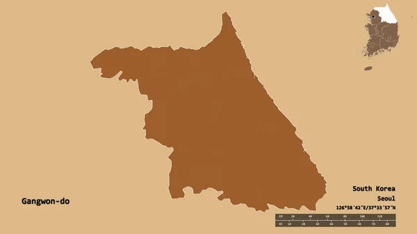Bentuk Gangwon Provinsi Korea Selatan Dengan Ibukotanya Terisolasi Dengan Latar — Stok Foto
