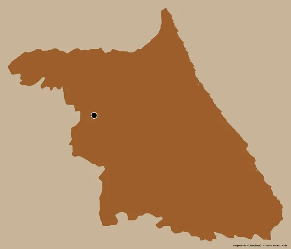 Kształt Gangwon Prowincja Korei Południowej Stolicą Odizolowaną Solidnym Tle Koloru — Zdjęcie stockowe