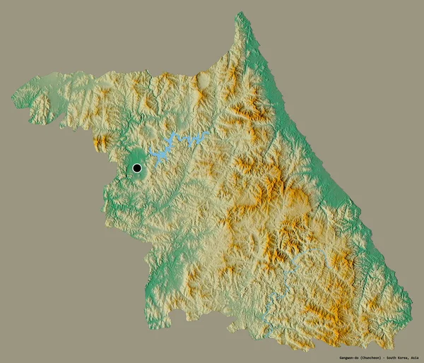 Σχήμα Gangwon Επαρχία Της Νότιας Κορέας Κεφάλαιό Της Απομονωμένο Ένα — Φωτογραφία Αρχείου