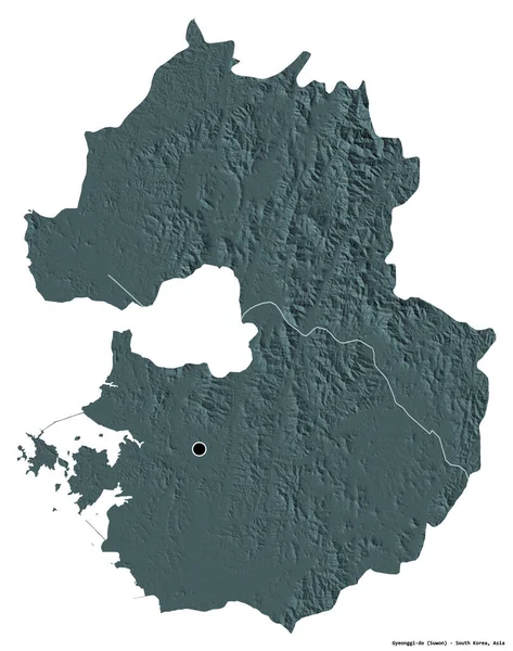 Forma Gyeonggi Provincia Corea Del Sur Con Capital Aislada Sobre —  Fotos de Stock