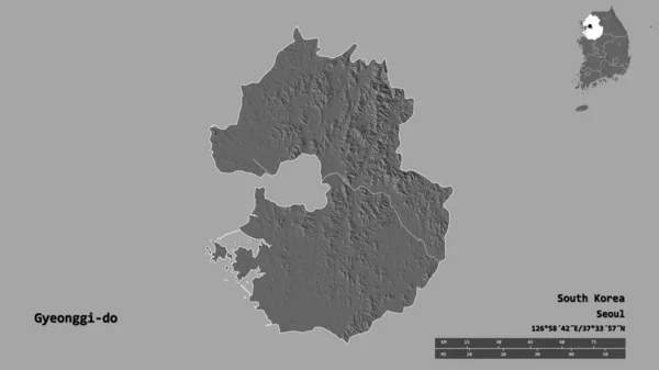 Forme Gyeonggi Province Corée Sud Avec Capitale Isolée Sur Fond — Photo