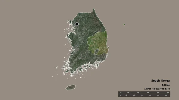 Forma Desolata Della Corea Del Sud Con Sua Capitale Principale — Foto Stock