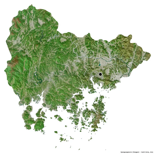 Bentuknya Gyeongsangnam Provinsi Korea Selatan Dengan Ibukotanya Terisolasi Dengan Latar — Stok Foto