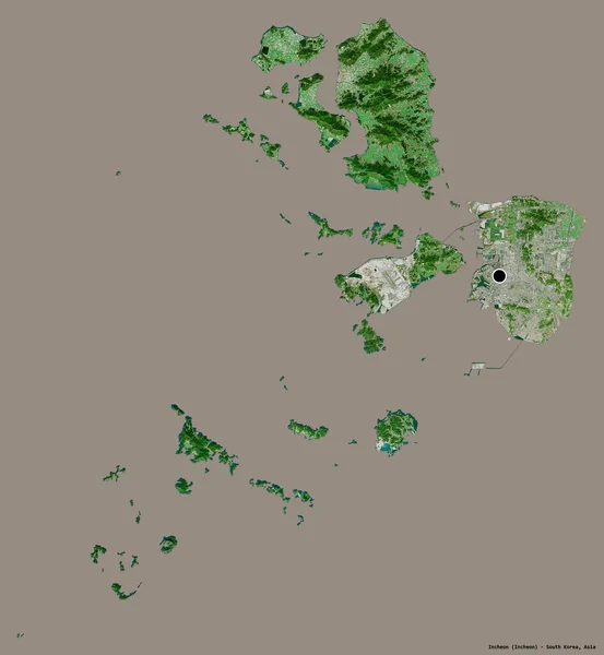 Forma Incheon Cidade Metropolitana Coreia Sul Com Sua Capital Isolada — Fotografia de Stock