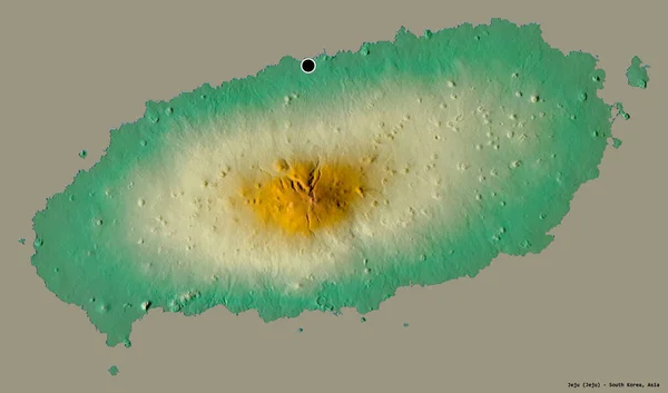 Forma Jeju Província Coreia Sul Com Sua Capital Isolada Fundo — Fotografia de Stock
