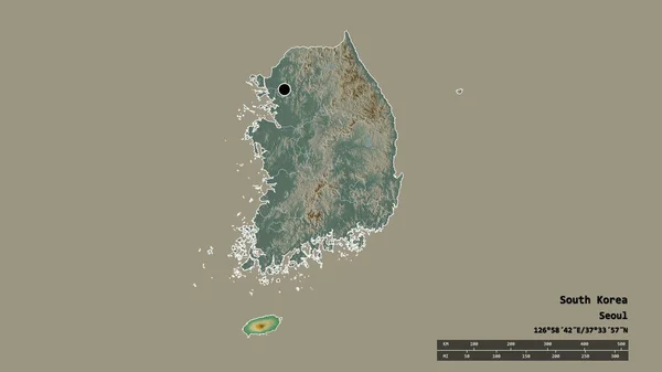 한국의 지역분 제주도와 황폐화 한국의 라벨이요 렌더링 — 스톡 사진