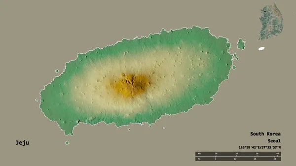 Form Jeju Provinsen Sydkorea Med Dess Huvudstad Isolerad Solid Bakgrund — Stockfoto