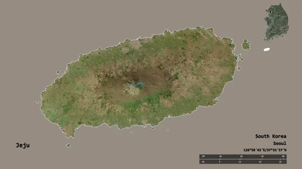 Shape Jeju Provinz Südkorea Mit Seiner Hauptstadt Isoliert Auf Festem — Stockfoto