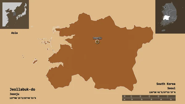 Forma Jeollabuk Provincia Della Corea Del Sud Sua Capitale Scala — Foto Stock