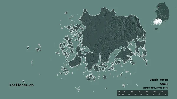 Form Jeollanam Provinsen Sydkorea Med Dess Huvudstad Isolerad Solid Bakgrund — Stockfoto