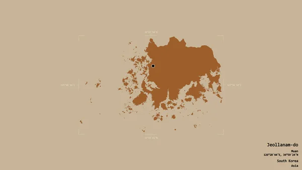 Oblast Jeollanam Provincie Jižní Korea Izolovaná Pevném Pozadí Georeferenčním Hraničním — Stock fotografie