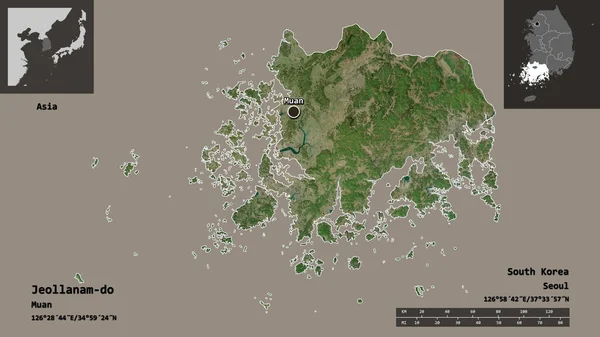 Jeollanam Nun Şekli Güney Kore Eyaleti Başkenti Uzaklık Ölçeği Gösterimler — Stok fotoğraf