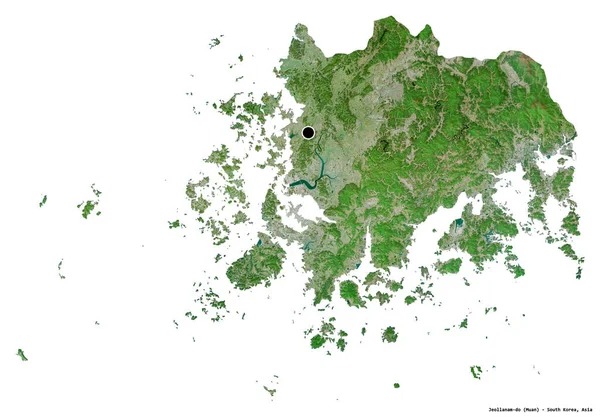 Form Jeollanam Provinsen Sydkorea Med Dess Huvudstad Isolerad Vit Bakgrund — Stockfoto