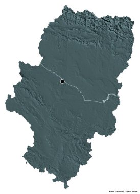 İspanya 'nın özerk toplumu Aragon' un beyaz arka planda izole edilmiş başkenti. Renkli yükseklik haritası. 3B görüntüleme
