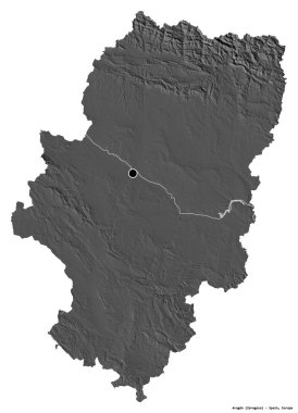 İspanya 'nın özerk toplumu Aragon' un beyaz arka planda izole edilmiş başkenti. Çift seviyeli yükseklik haritası. 3B görüntüleme