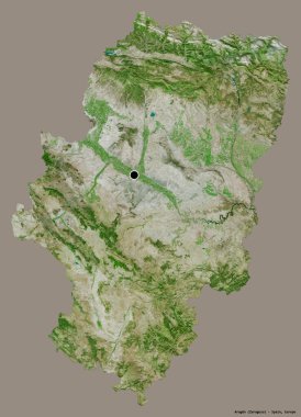 İspanya 'nın özerk toplumu Aragon' un katı renk arkaplanı ile izole edilmiş başkenti. Uydu görüntüleri. 3B görüntüleme