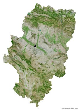 İspanya 'nın özerk toplumu Aragon' un beyaz arka planda izole edilmiş başkenti. Uydu görüntüleri. 3B görüntüleme