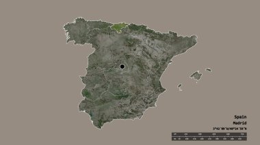 Başkenti, ana bölgesel bölünmesi ve ayrılmış Cantabria bölgesi ile İspanya 'nın dejenere edilmiş şekli. Etiketler. Uydu görüntüleri. 3B görüntüleme