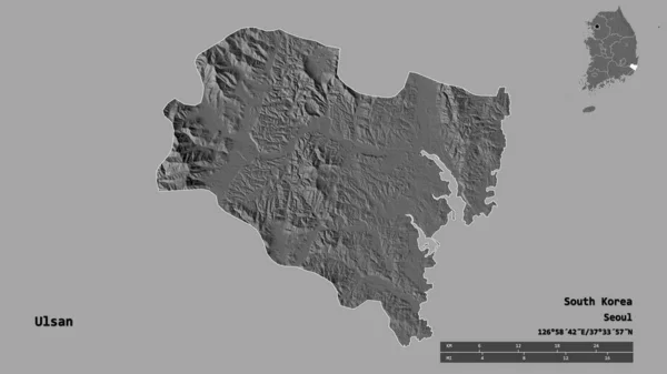 Forma Ulsan Ciudad Metropolitana Corea Del Sur Con Capital Aislada —  Fotos de Stock