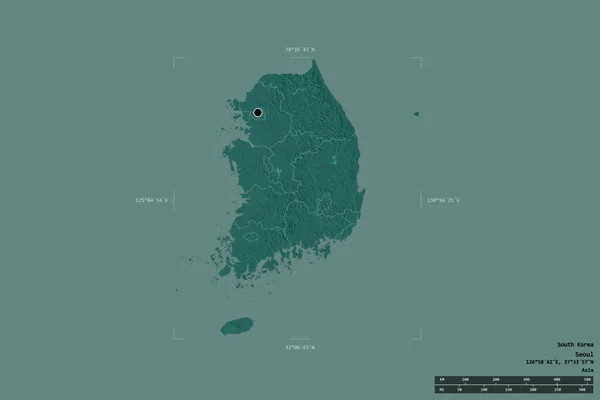 Området Sydkorea Isolerad Solid Bakgrund Georefererad Avgränsningsbox Huvudsaklig Regional Indelning — Stockfoto