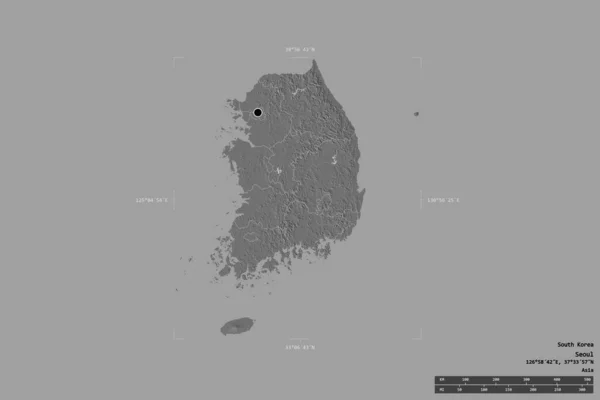Área Coreia Sul Isolada Fundo Sólido Uma Caixa Delimitadora Georreferenciada — Fotografia de Stock