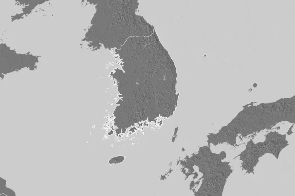 Area Estesa Della Corea Del Sud Delineata Mappa Dell Elevazione — Foto Stock