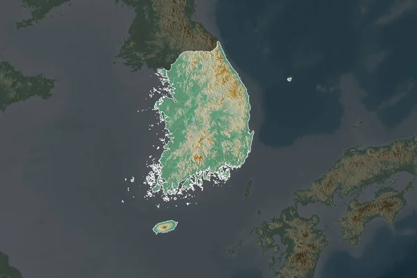 Gestalt Südkoreas Getrennt Durch Die Entwässerung Benachbarter Gebiete Grenzen Topographische — Stockfoto