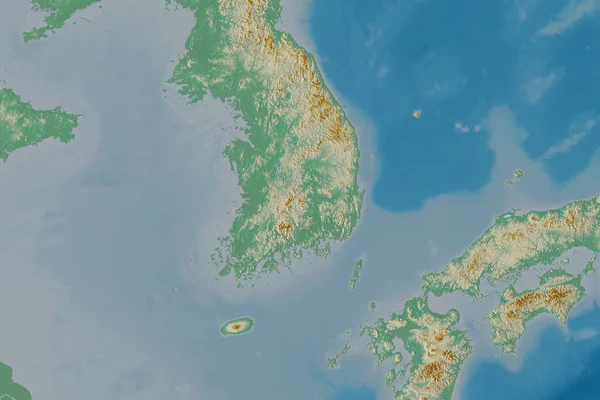 Güney Kore Nin Genişletilmiş Bölgesi Topografik Yardım Haritası Görüntüleme — Stok fotoğraf