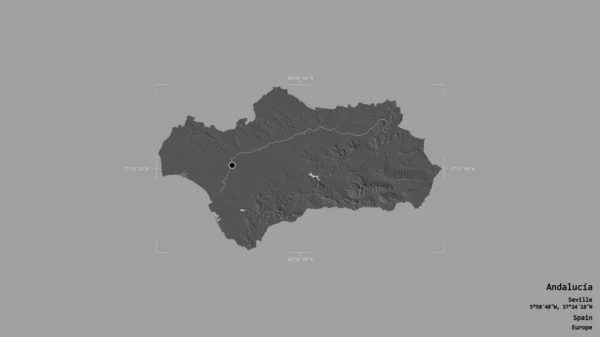 Area Andalucia Autonomous Community Spain Isolated Solid Background Georeferenced Bounding — Stock Photo, Image