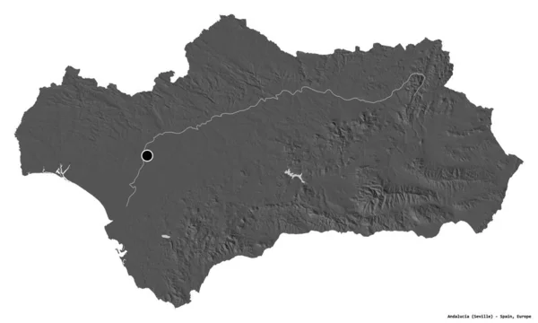 Форма Андалусії Автономної Спільноти Іспанії Столицею Ізольованою Білому Тлі Білевелівська — стокове фото