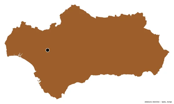 Форма Андалусії Автономної Спільноти Іспанії Столицею Ізольованою Білому Тлі Склад — стокове фото
