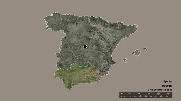 Forme Dénaturée Espagne Avec Capitale Principale Division Régionale Région Séparée — Photo