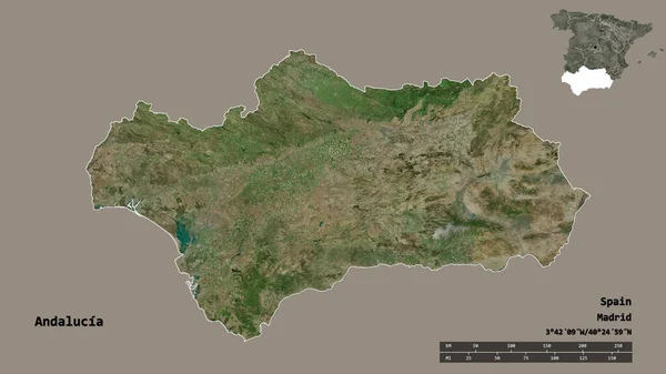 Forma Andalucía Comunidad Autónoma España Con Capital Aislada Sobre Fondo —  Fotos de Stock
