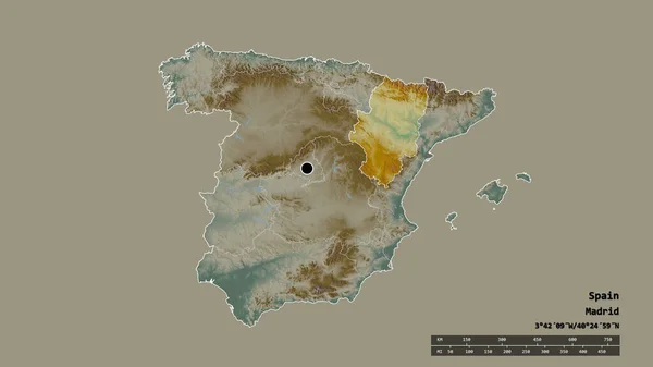 Forma Desnaturalizada España Con Capital Principal División Regional Zona Separada — Foto de Stock