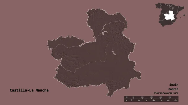 Spanya Nın Özerk Toplumu Castilla Mancha Nın Şekli Başkenti Sağlam — Stok fotoğraf