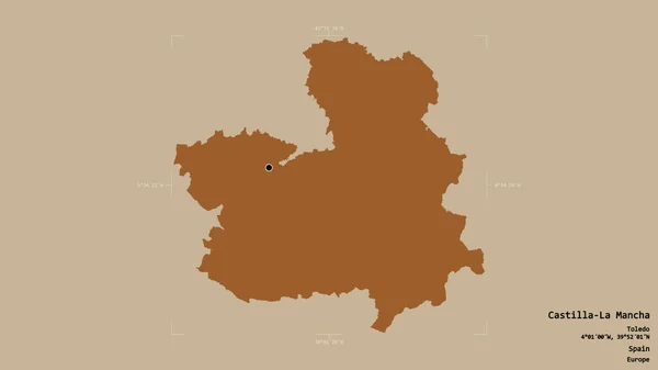 Район Кастилья Манча Автономное Сообщество Испании Изолирован Твёрдом Фоне Геометрической — стоковое фото