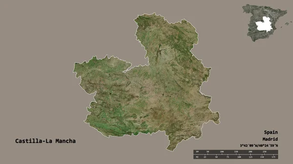 Form Kastilien Mancha Autonoma Regionen Spanien Med Dess Huvudstad Isolerad — Stockfoto