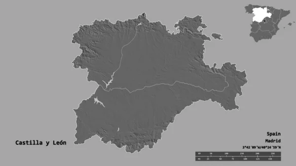 Forma Castilla León Comunidad Autónoma España Con Capital Aislado Sobre — Foto de Stock