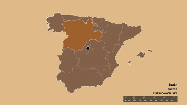 Forma Desnaturalizada España Con Capital Principal División Regional Zona Separada —  Fotos de Stock