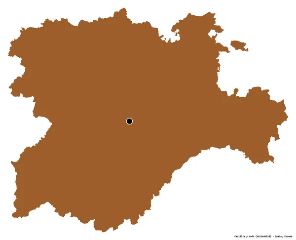 卡斯蒂利亚和里昂的形状 西班牙自治区 其首都被白色背景隔离 图形纹理的组成 3D渲染 — 图库照片