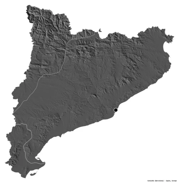 Alakja Cataluna Autonóm Közösség Spanyolország Főváros Elszigetelt Fehér Háttérrel Kétszintes — Stock Fotó