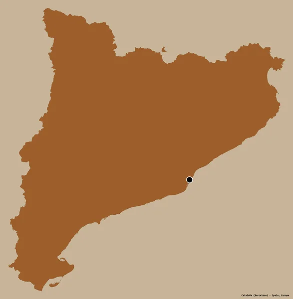 Forma Cataluna Comunidade Autônoma Espanha Com Sua Capital Isolada Fundo — Fotografia de Stock