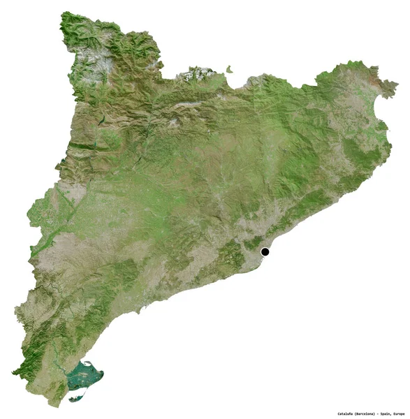 Форма Каталонії Автономної Спільноти Іспанії Столицею Ізольованою Білому Тлі Супутникові — стокове фото