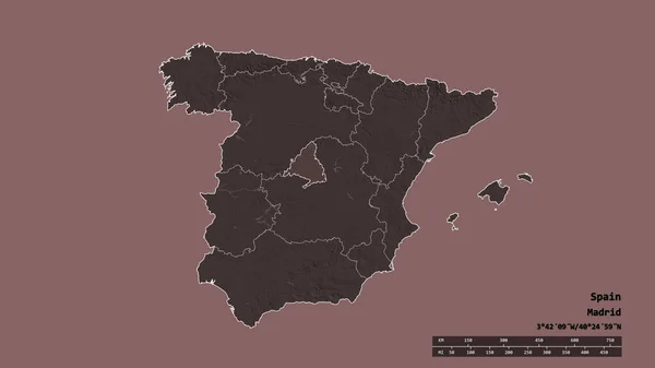 Desaturatie Van Spanje Met Hoofdstad Belangrijkste Regionale Divisie Gescheiden Comunidad — Stockfoto